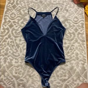 Blue velvet body suit